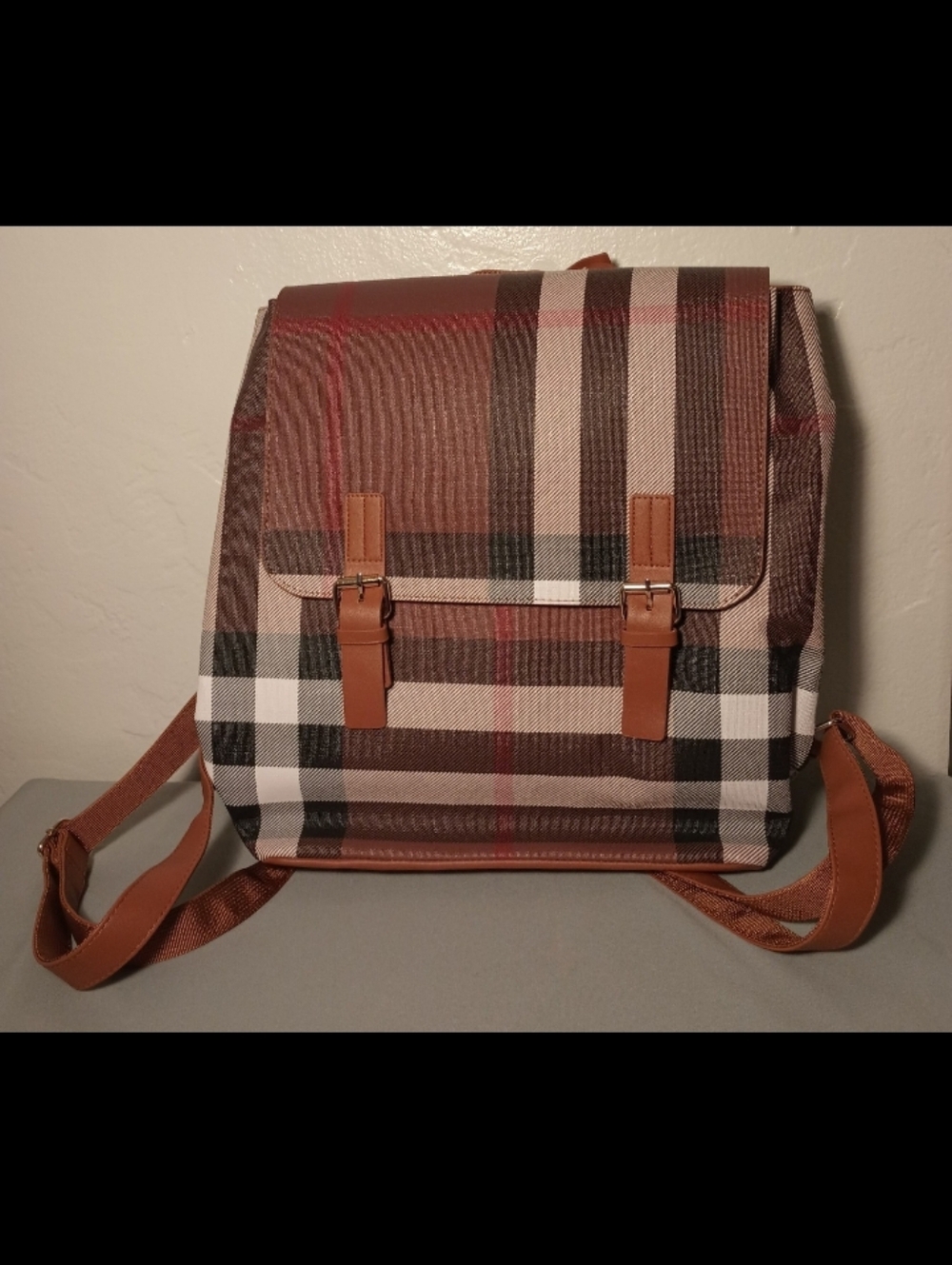 Loulu Plaid Tan Backpack